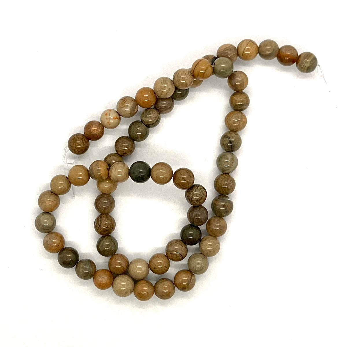 6mm Polished Silver Leaf Jasper Round Bead Strand – Approx 38 beads