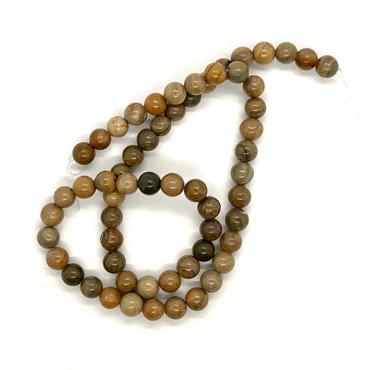 6mm Polished Silver Leaf Jasper Round Bead Strand – Approx 38 beads