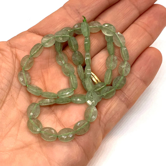 8x6mm Natural Green Aventurine Oval Faceted Bead Strand – Approx 45 Beads