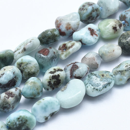 5-8mm Natural Larimar Nugget Bead Strand - Approx 14 Inches