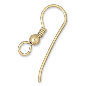 Gold Filled Earwire Round with Ball and Coil (priced per piece - not sold in pairs)