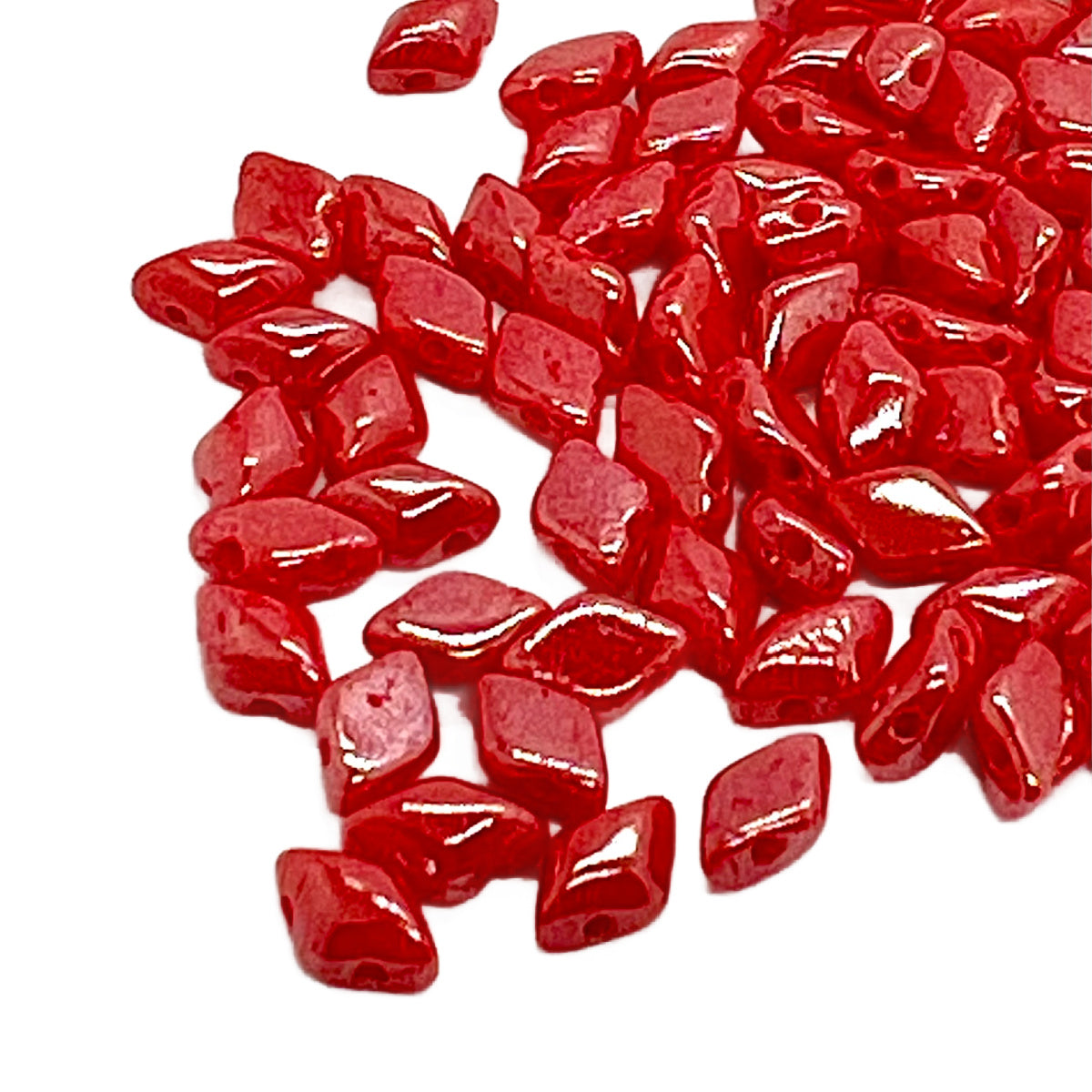 GemDuo 2-Hole 5x8mm – Coral Red Luster – 5g
