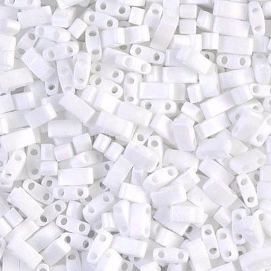 Miyuki Half Tila Beads - 5g Bag – Matte White AB - HTL0402FR