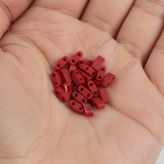 Miyuki Half Tila Beads - 5g Bag - Matte Metallic Dark Maroon - HTL2040