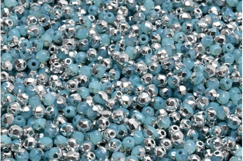 3mm Czech Fire Polish – 61010/27001 – Aqua Half Labrador x 100