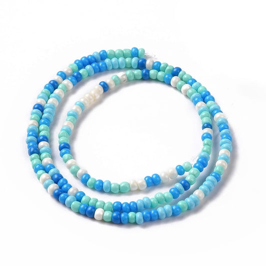 8/0 FGB Seed Bead Mixed 16 Inch Strand - Approx 190 Beads - Blue Lagoon