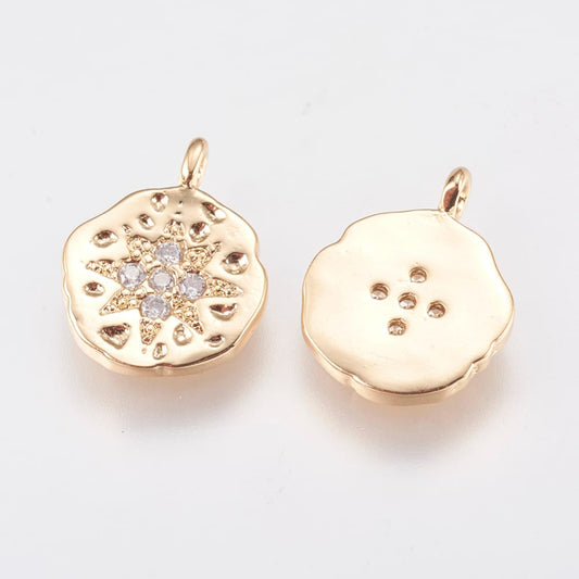 18k Gold Plated Cubic Zirconia Etoile Charm 18.5x8mm - Pack of 2
