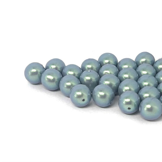 8mm Czech Round Glass Pearl Pack of 25 – 30007– Silver Blue