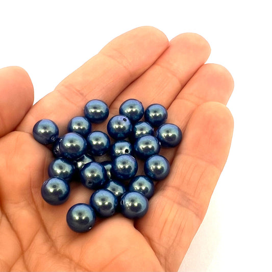 8mm Czech Round Glass Pearl Pack of 25 – 30018 – Dusk Blue