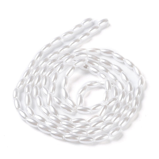 4x8mm Acrylic Rice Pearls - Pack  of approx 100 - White