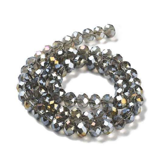 6x5mm Crystal Rondelle Bead Strand – Approx 80 Beads – Grey Shimmer