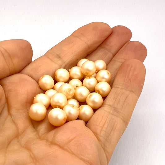 8mm Czech Round Glass Pearl Pack of 25 – 70514 – Frosted Cream