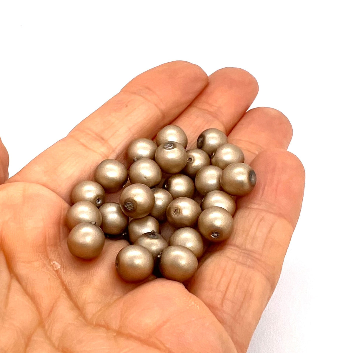 8mm Czech Round Glass Pearl Pack of 25 – 70516 – Frosted Almond