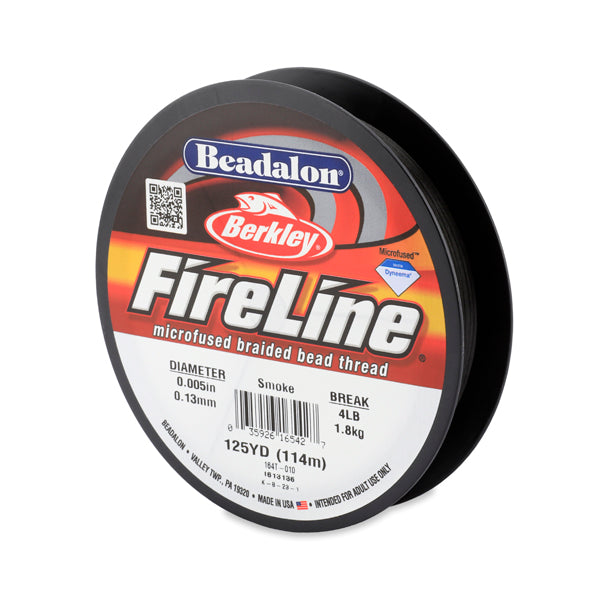 FireLine Braided Bead Thread 6lb – Smoke – 125yd Spool