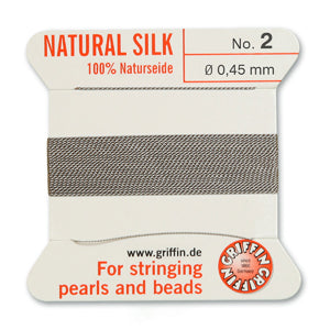 Griffin Silk Bead Cord No2 (0.45mm) - Grey