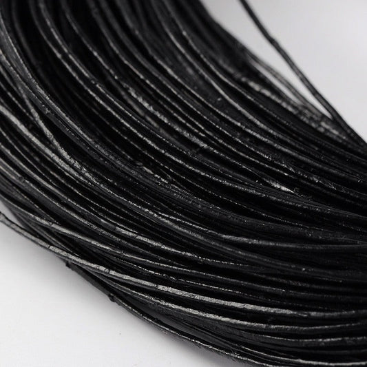1mm Black Leather Cord - 5 Meter Pack