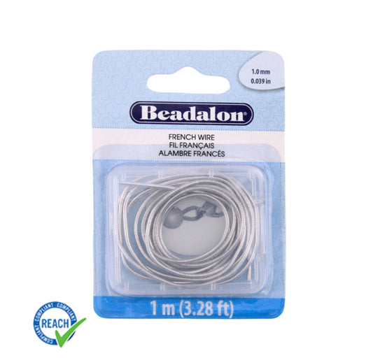 Beadalon Silver Plated French Wire – 1mm - 1 Meter