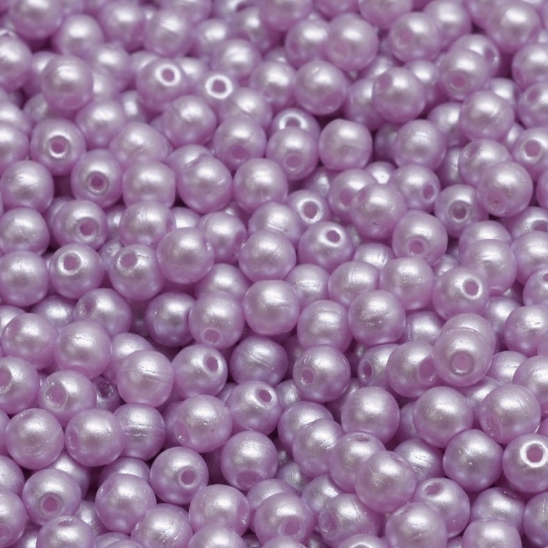 3mm Pressed Glass Round Beads - Pack of 100 - Pastel Light Rose