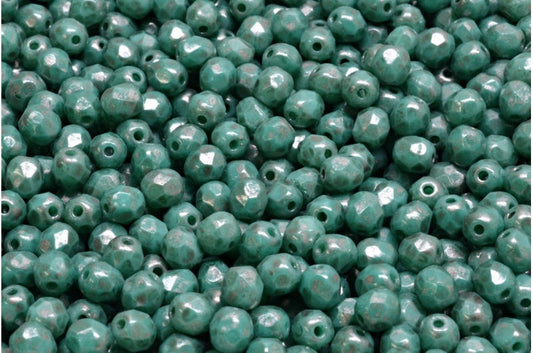 4mm Czech Fire Polish – 63150-86790 Turquoise Picasso x 100