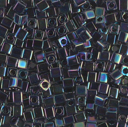 Miyuki Cubes 3mm - 5g Bag – Metallic Variegated Blue Iris