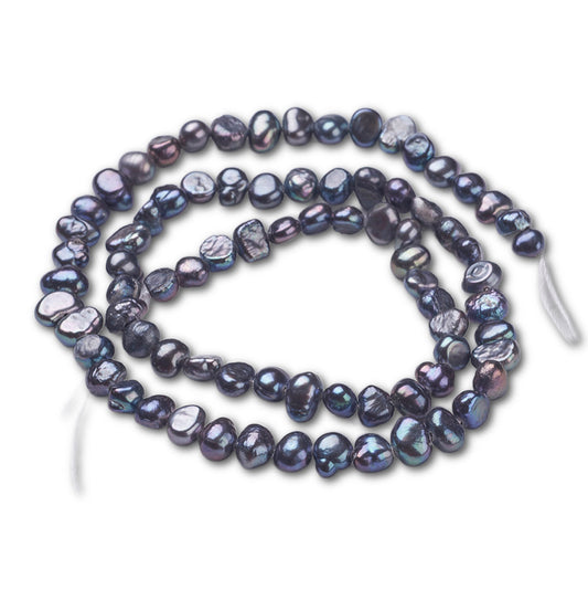 6-7mm Pale Silver Nugget Pearl Strand - Approx 52 Pearls