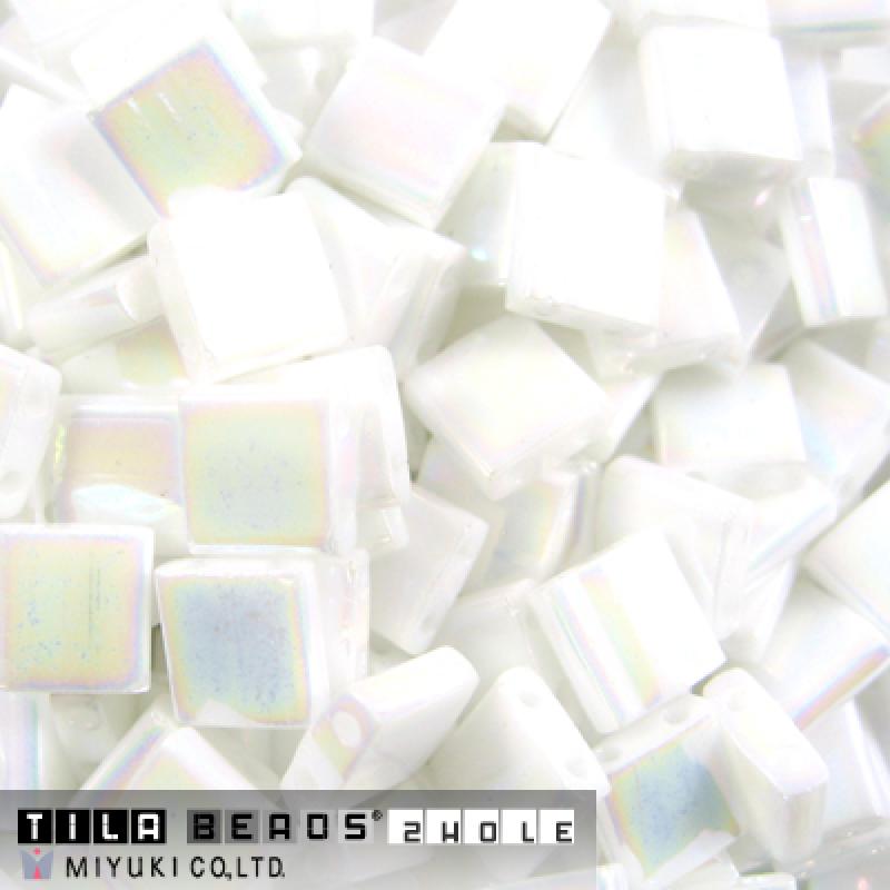 Miyuki Tila Beads - 5g Bag – White Pearl AB - TL0471