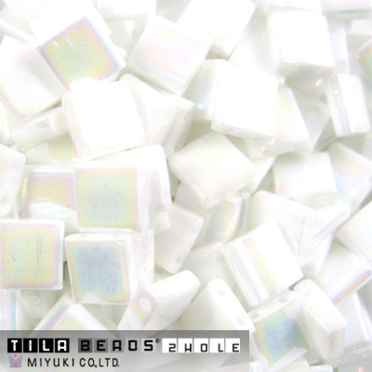 Miyuki Tila Beads - 5g Bag – White Pearl AB - TL0471