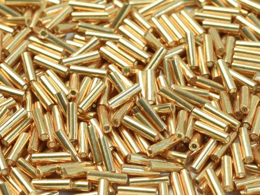 3mm Miyuki Bugle Beads (Size #1) - 7g Bag - Galvanized Yellow Gold - 1053