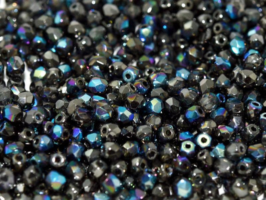 3mm Czech Fire Polish – 00030/98555 - Crystal Glittery Graphite