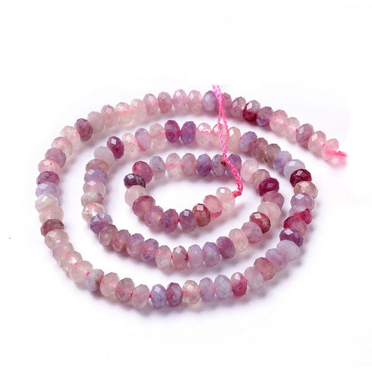 5x3mm Natural Plum Blossom Tourmaline Rondelle Strand - Approx 100 Beads