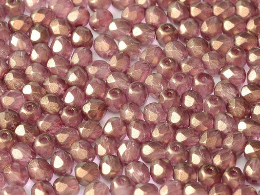 4mm Czech Fire Polish – 00030/29250 - Crystal Golden Touch Persian Pink x 100