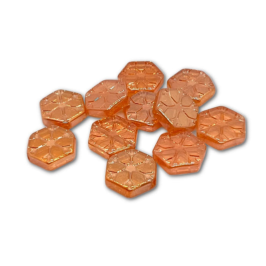16x15mm Pressed Glass Snowflake Bead – Pack of 5 - Sand