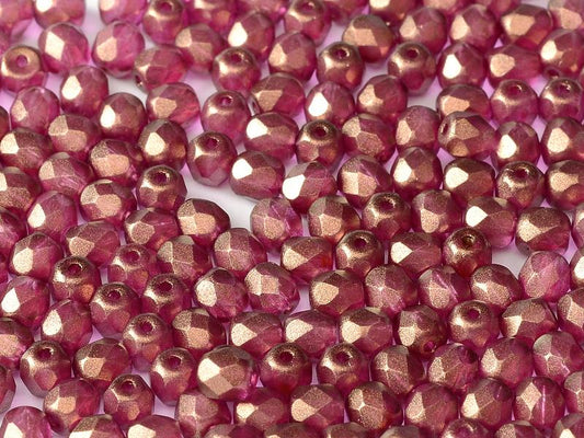 4mm Czech Fire Polish – 29260 - Crystal Golden Touch French Rose x 100