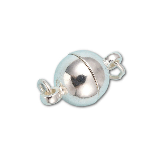 Silver Plated Large Magnetic Clasp 14x8mm (incl Jump Rings) - Pack of 1