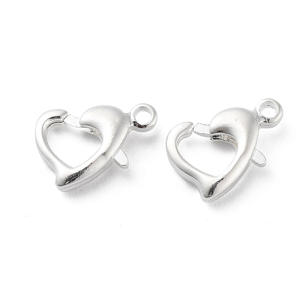 Silver Plated Heart Trigger Clasp 10x7mm – Pack of 5