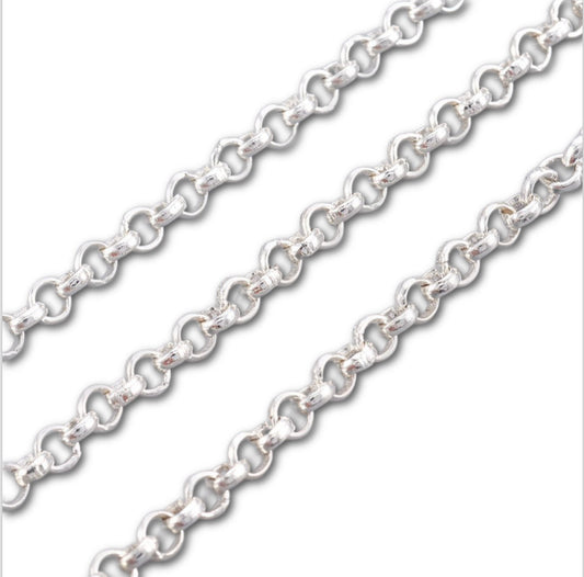 Silver Plated Fine Rolo Chain 2.5x0.5mm – 1 meter