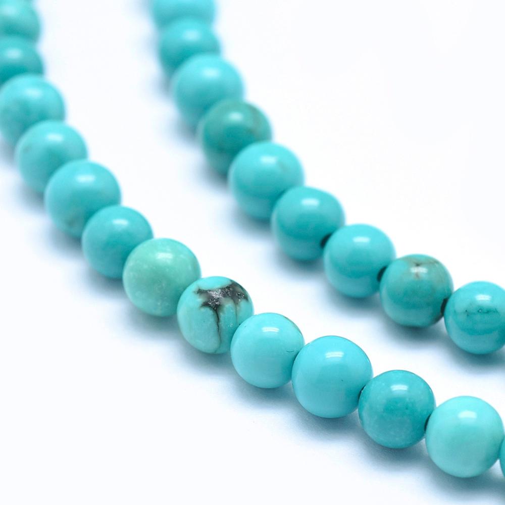 4mm Turquoise Howlite Round Bead Strand - Approx 95 Beads