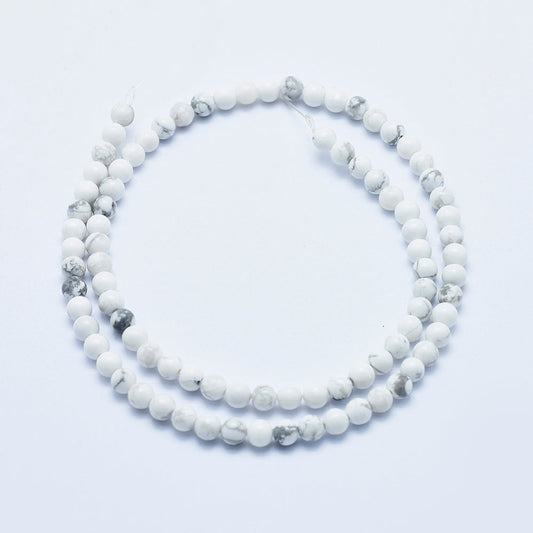 4mm White Howlite Round Bead Strand - Approx 95 Beads