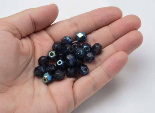 6mm Czech Fire Polish – 30330/28701 – Montana Blue AB x 50