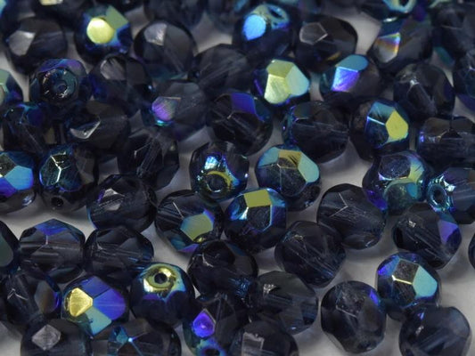 6mm Czech Fire Polish – 30330/28701 – Montana Blue AB x 50