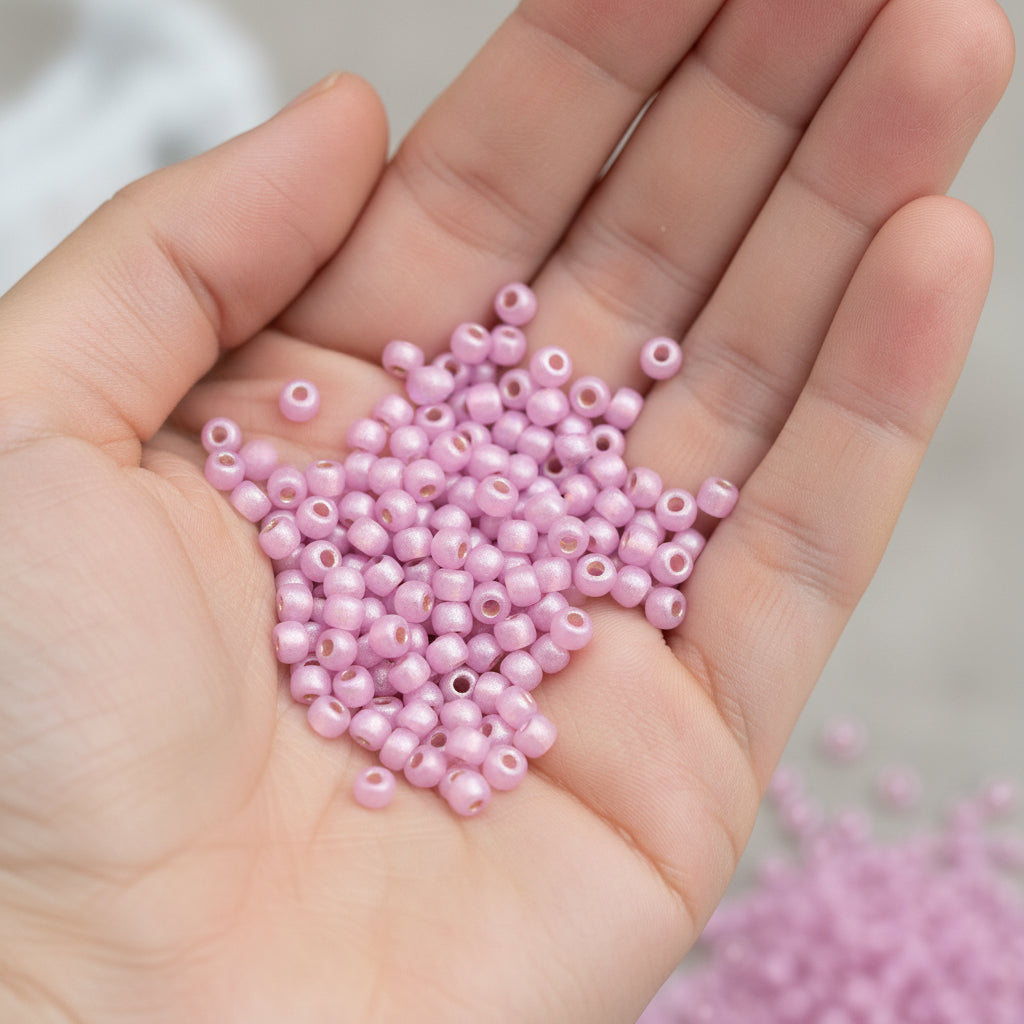 6/0 Miyuki Seed Beads - 25g Bag – Dyed Pink Silver Lined Alabaster - Colour 643
