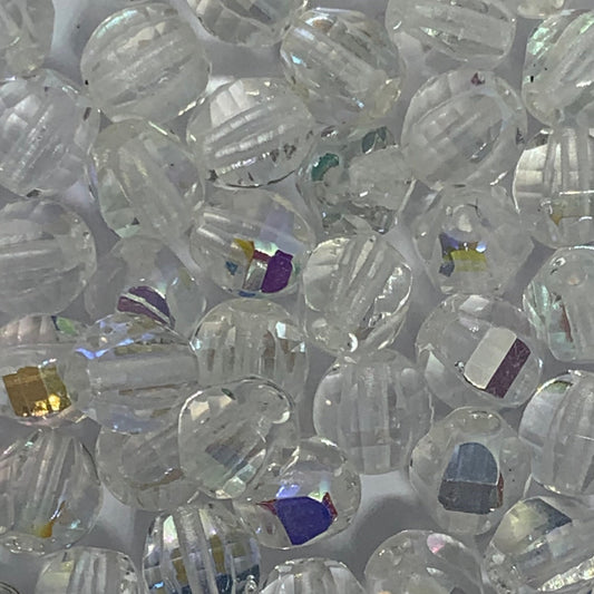 7mm Czech Round Fire Polish Beads - Crystal AB - Pack of 20