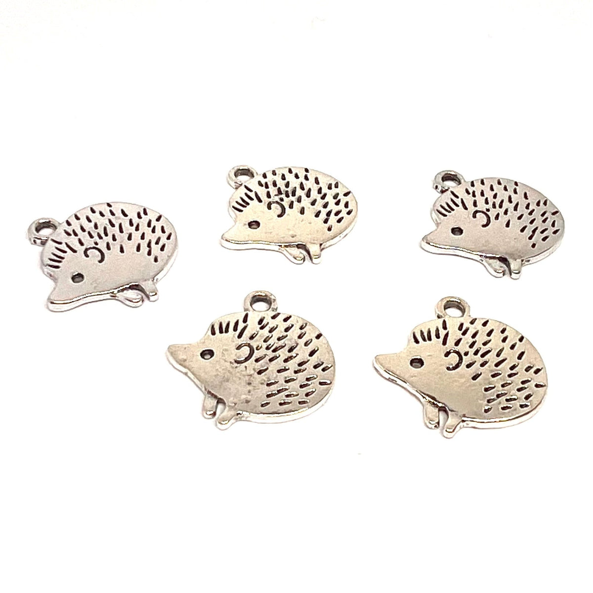 Silver Plated Baby Hedgehog Charm 20x20mm - Pack of 5