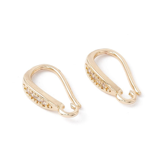 18k Gold Plated Cubic Zirconia Shepherd Hook - Priced Per Pair