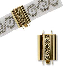 Beadslide Clasp 10x18mm - Swirl Design - Gold Plated