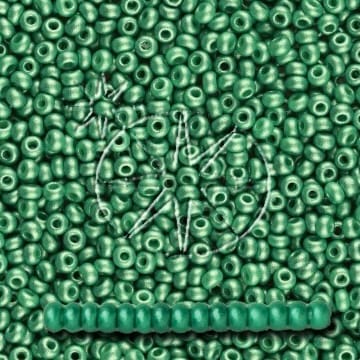 Preciosa 8/0 Seed Beads - PermaLux - 20g Pack - Mother of Pearl - Emerald Green
