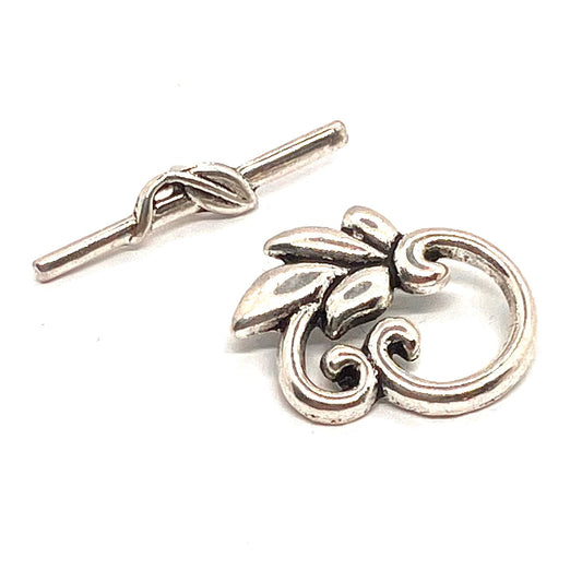 Silver Plated Leaf Toggle 23x17mm