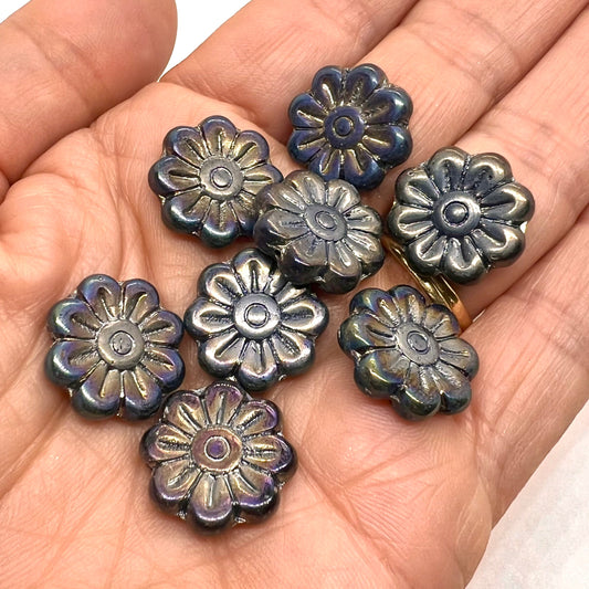 18mm Vintage Daisy Bead – Blue Iris – Per Piece