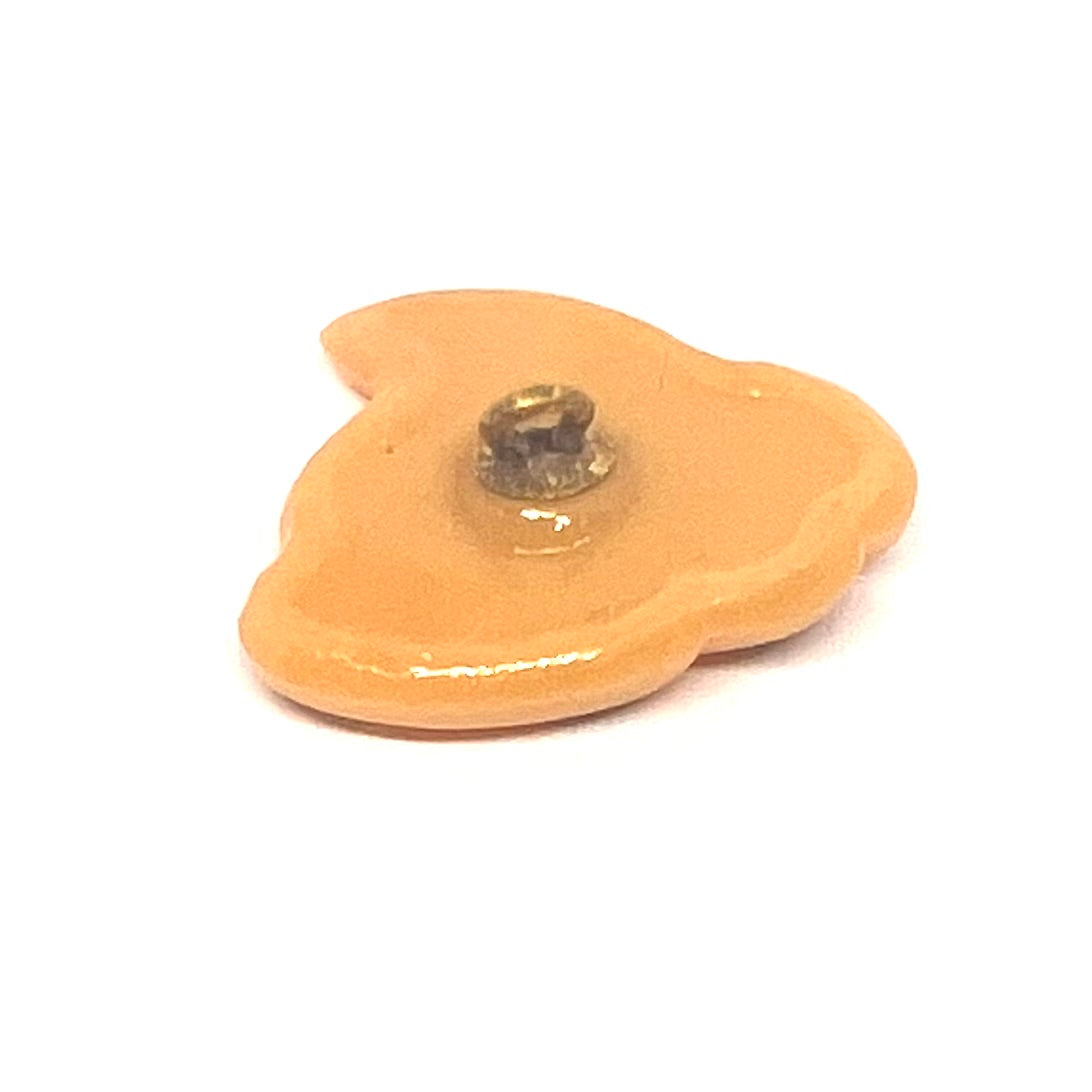 Vintage Czech Glass Fawn Rabbit Button 26x21mm - Hand Painted