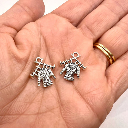 Antique Silver Knitted Jumper Charm 18x14mm - Pack of 2